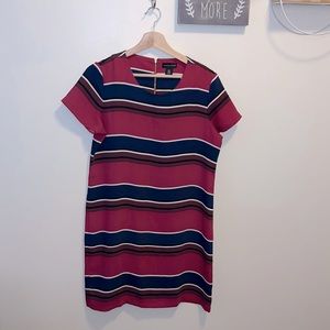 Adrienne Vittadini Dress Short Sleeve Striped Red & Blue Size 6